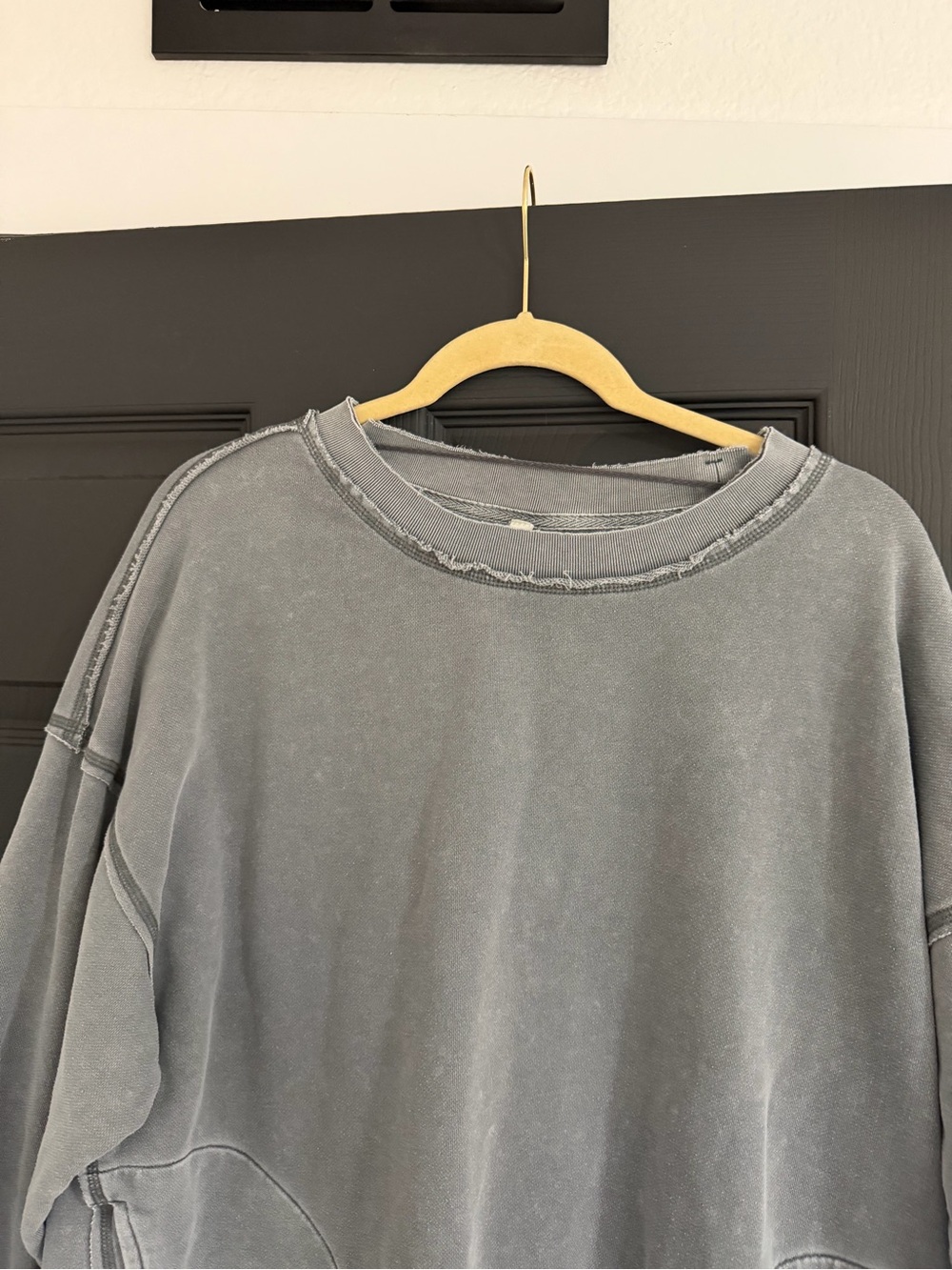 FP Movement by Free People Washed Charcoal Oversized Metti Distressed Crewneck - Picture 3 of 10